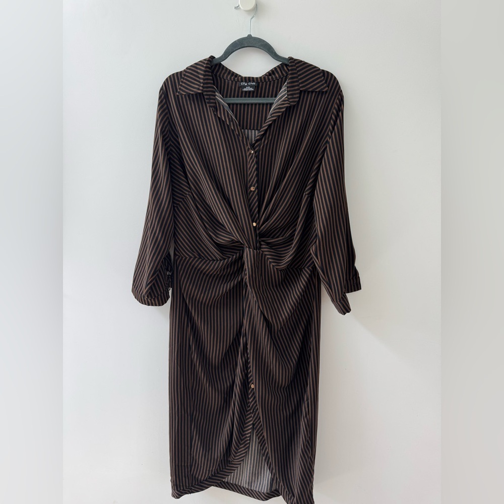 City Chic Striped ruched dres